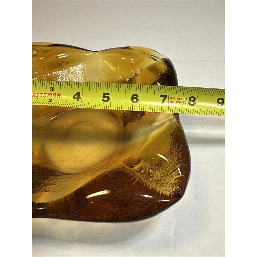 Vtg Imperial Olde Jamestown Line Heavy Amber Glass Cigar Ashtray